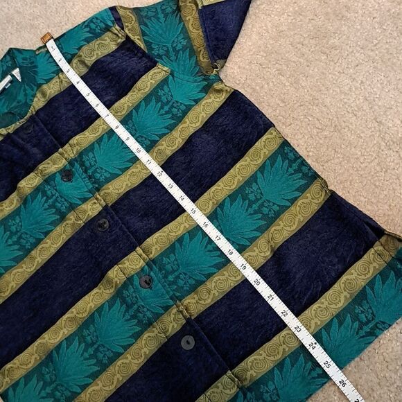 Chico’s Women’s Jacket Turquoise Purple Green Stripe Front Button Size 0 =XS 4/6 - Picture 10 of 11